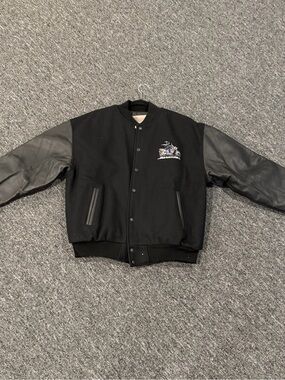 Vintage Marauder Motorcycle Team Line Leather Varsity Jacket Embroidered Size L